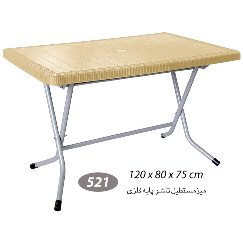 میز مستطیل پایه فلزی تاشو حصیری ناصر 521