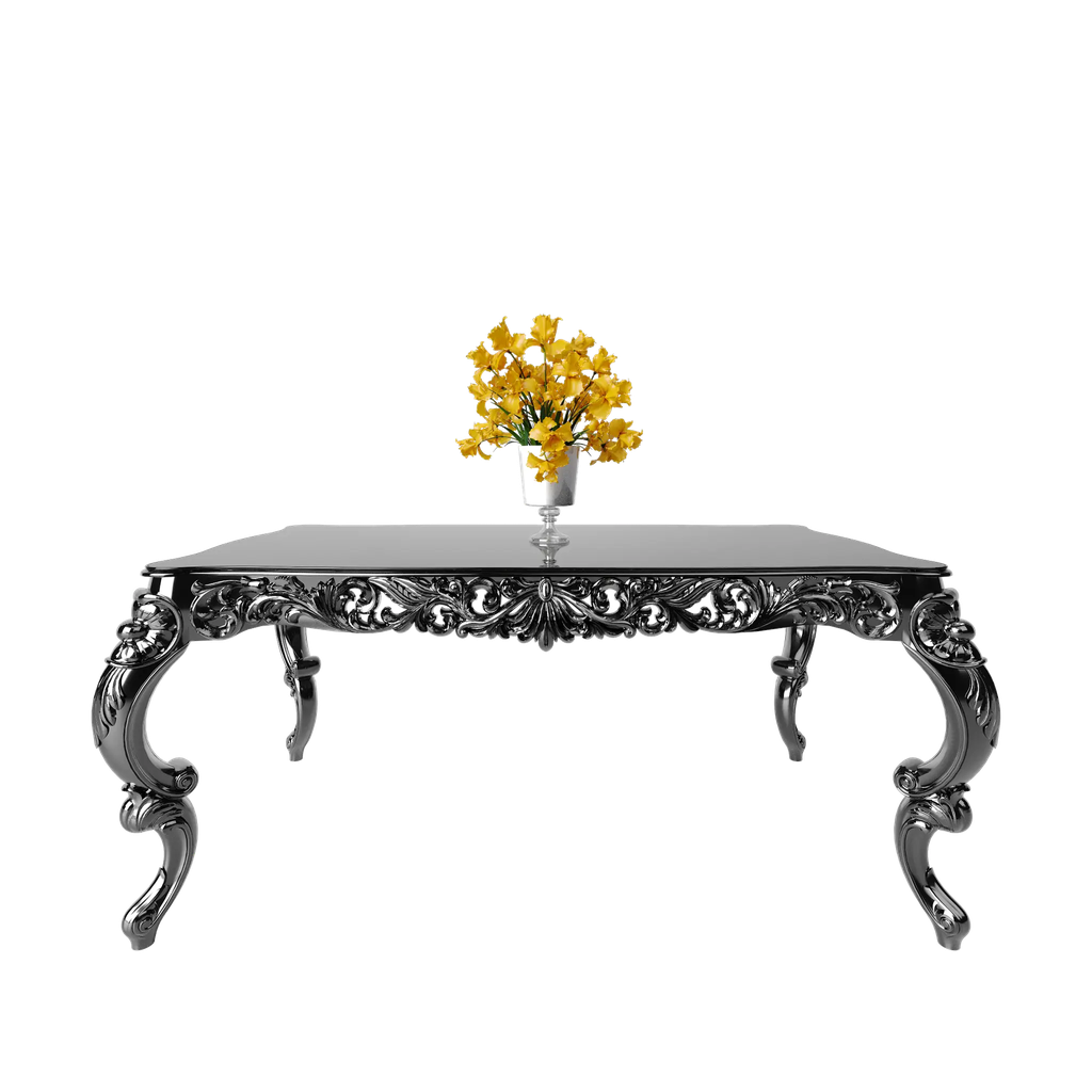 میز غذاخوری مستطیل آمور  6 نفره صفحه شیشه چاپی 8 میل